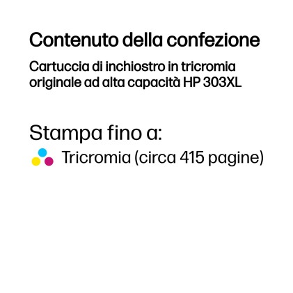 ORIGINALE HP Cartuccia d'inchiostro differenti colori T6N03AE 303 XL 415 pagine