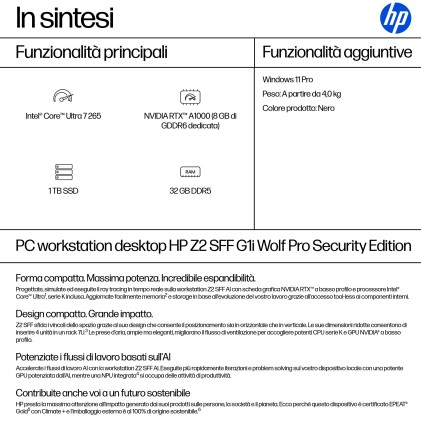 Wkst Ultra 7 Twr 32Gb 1Tb Rtx A1000 Ultra 7 265 Z2 Sff G1I  3Yr