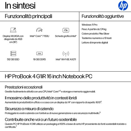 Nb 16 C7 150U 16Gb 512Ssd W11P Hp Probook 4 G1Ir 16 - 3Yw Offsite