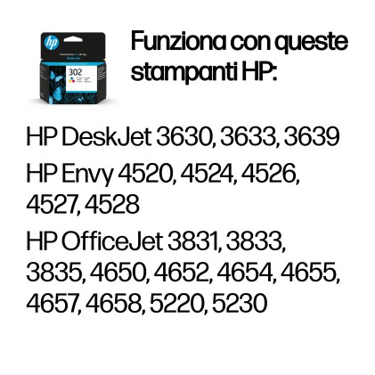 Originale Ink HP F6U65Ae N302 Ciano Magenta Giallo 4Ml