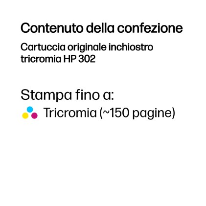 Originale Ink HP F6U65Ae N302 Ciano Magenta Giallo 4Ml