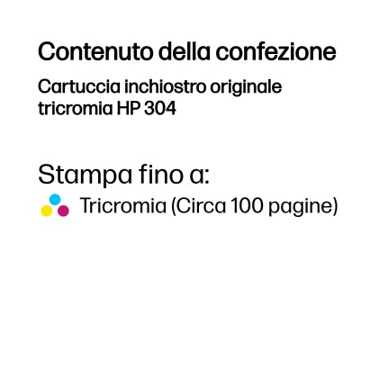 Originale Ink HP N9K05Aebl N.304 Colore 2Ml 100 Pag