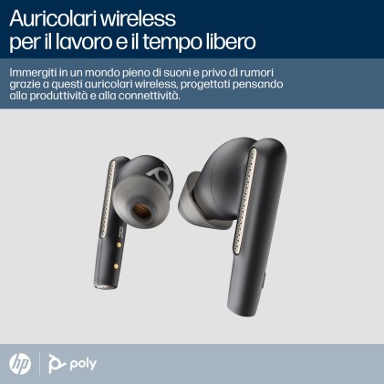 Poly Auricolari nerofumo Voyager Free 60 UC + Adattatore BT700 USB-A + Custodia di ricarica di base