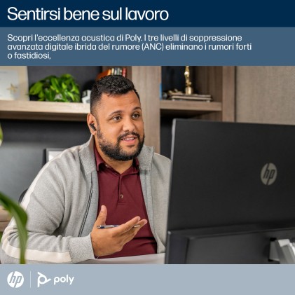 Poly Auricolari nerofumo Voyager Free 60 UC + Adattatore BT700 USB-A + Custodia di ricarica di base