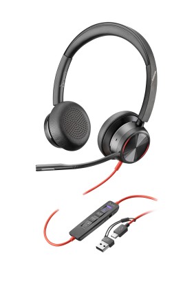 ORIGINALE HP Poly Accessori per computer nero 8X225AA Blackwire 8225 USB-C Stereo-Headset Cuffie stereo Poly Blackwire 8225 con connettore USB-C, certificate per Microsoft Teams + adattatore USB-C/A
