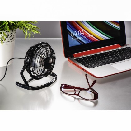Ventilatore da tavolo USB Hama da 10 cm - Cavo da 1 m - Nero