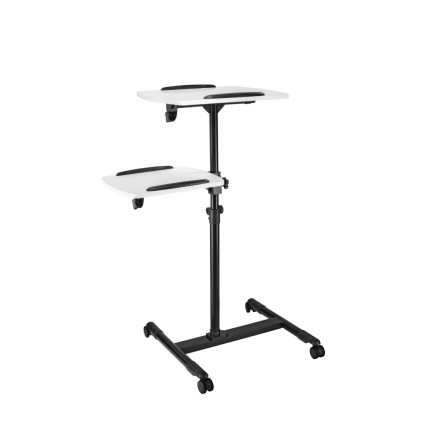 Supporto da pavimento per proiettore Hama con 2 ripiani - Portata massima 10 kg - Altezza regolabile - Ruote - Ripiano superiore 42x50 cm - Ripiano inferiore 40x35 cm - Nero
