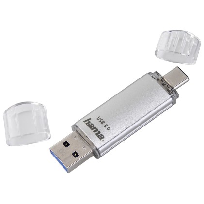 Hama C-Laeta unit&agrave; flash USB 64 GB USB Type-A / USB Type-C 3.2 Gen 1 (3.1 Gen 1) Argento