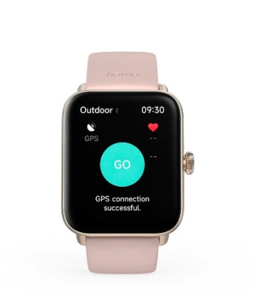 Smartwatch Hama 6010 - Bluetooth 5.3 - Batteria da 350 mAh - Schermo TFT da 1,65" - IP68 - Resistente all'acqua fino a 3 ATM - Cinturino in silicone - GPS integrato - 3,6 x 1,3 x 4,9 cm - Rosa pallido