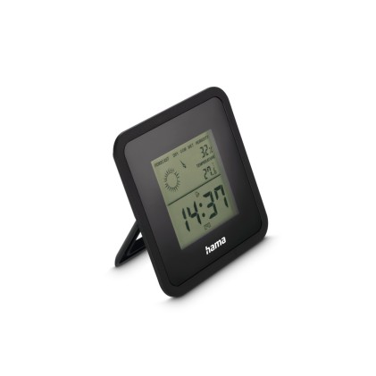 Misuratore di temperatura e umidit&agrave; interna Hama Borneo - Display digitale - Orologio - Indicatore di comfort - 8x1,2x8 cm - Nero
