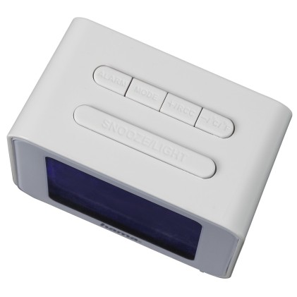 Radiosveglia Hama Cube - Termometro - Display digitale - Funzione snooze - Fuso orario regolabile - 7x4x6 cm - Bianca