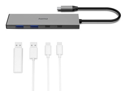 Hama 00200147 hub di interfaccia USB tipo-C 10000 Mbit/s Grigio
