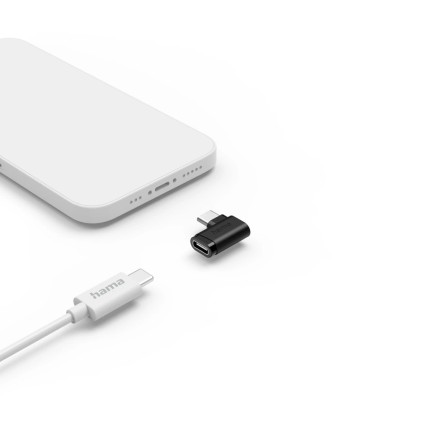Adattatore USB-C angolato a 90&deg; Hama Essential - Potenza fino a 240 W - Velocit&agrave; fino a 10 Gbit/s - Power Delivery - Nero