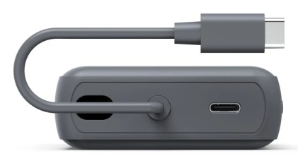 Hama Travel Bateria Externa Powerbank 10000mAh - Polimero de Litio - USB-C - Cable Integrado - Carga Rapida - 2 Conexiones de Salida - 23.5x90x63.2mm - Color Gris
