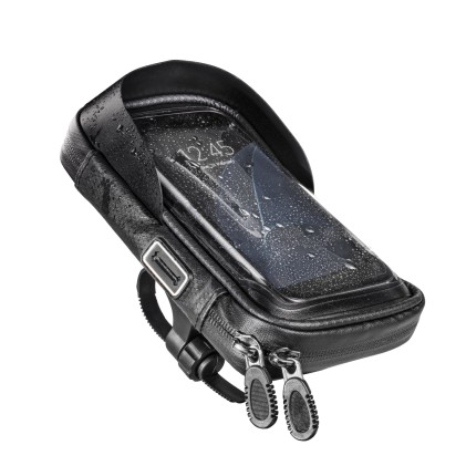 Custodia Hama Essential per smartphone per bicicletta/moto - Idrorepellente - Chiusura a cerniera - Adatta a dispositivi fino a 8 cm di larghezza - Peso massimo 200 g - Manubri fino a 4 cm - Nylon - 17,5x10 cm - Nero