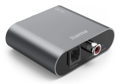 Convertitore audio digitale-analogico Hama AC90 - 5V - Cavo da 1 m - RCA - Fibra ottica - 4,91x5,738x1,68 cm - Colore argento