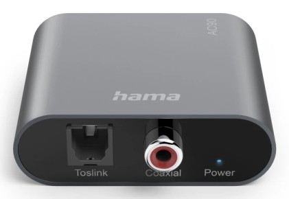 Convertitore audio digitale-analogico Hama AC90 - 5V - Cavo da 1 m - RCA - Fibra ottica - 4,91x5,738x1,68 cm - Colore argento