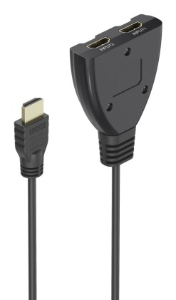 Switch HDMI Hama Essential 4K - Cavo da 1,7 cm - Luce LED - 2 ingressi HDMI femmina - 1 uscita HDMI maschio - Nero