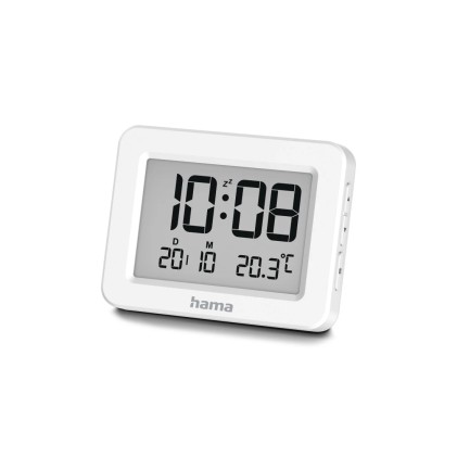 Radiosveglia Hama Kos - Display digitale - Termometro - Funzione snooze - Fuso orario regolabile - 7x1,3x5,5 cm - Bianca
