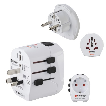Hama World Travel Pro Light USB adattatore per presa di corrente Universale Bianco