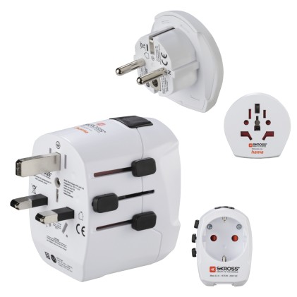 Hama World Travel Pro Light USB adattatore per presa di corrente Universale Bianco
