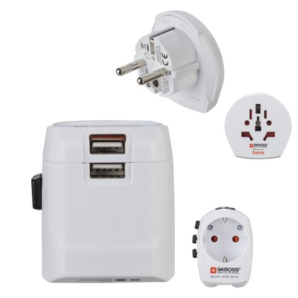 Hama World Travel Pro Light USB adattatore per presa di corrente Universale Bianco