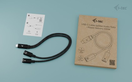I-Tec Cavo Usb-C, Splitter Audio,Data, Power Delivery 100W