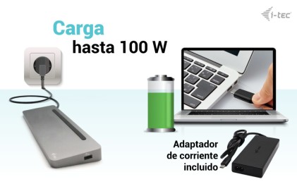 I-Tec Docking Station Usb-C Metal Ergono Displ Con Power Delivery 100W+ I-Tec Universal Charge 100W