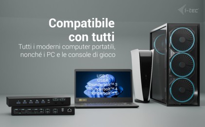 I-Tec Docking Station Usb-C Kvm Per 3 Hosts, Dual Display, Power Delivery 1X 92W/2X 65W