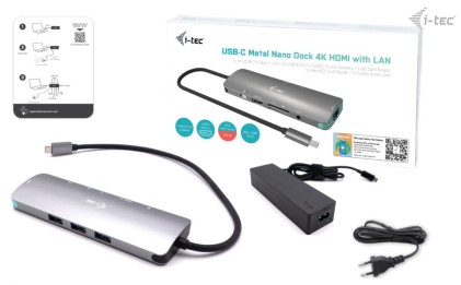 I-Tec Usb-C Metal Nano Docking Station 4K Hdmi Lan With Power Delivery 100 W + Charger 100W