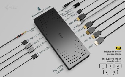 I-Tec Docking Station Universal 5X 4K/60Hz Display Docking Station + Power Delivery 100W