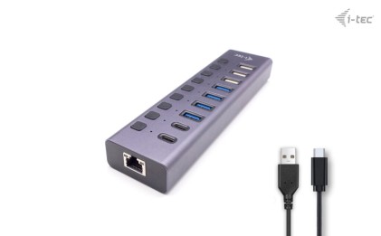 I-Te Usb-A/Usb-C Charging Hub 9Porte Con Lan E Power Adapter 60 W