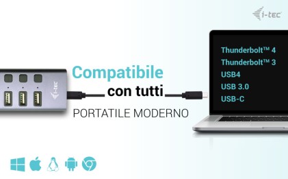 I-Te Usb-A/Usb-C Charging Hub 9Porte Con Lan E Power Adapter 60 W