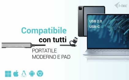 I-Tec Usb-C/Usb-A,Hub 1X Usb 3.0 + 3X Usb 2.0,Metal