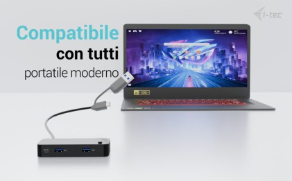 I-Tec Hub Kvm Universale, 2X Usb-C, 2X Usb-A 3.0 Port
