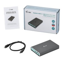 I-TEC USB-C 3.1/3.0 MySafe Enclosure for 2x SATA M.2 RAID 0/1/JBOD USB-C 3.1 Gen.2 up to 10Gbps Alucase