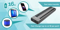 I-TEC USB 3.0 Charging HUB 16port port with external adapter 90W 16x USB chargingport for Tablets Notebooks Ultrabooks PC