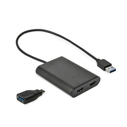 I-TEC USB 3.0 HDMI 2x HDMI 4K Ultra HD 4096x2160/60Hz Display Adapter mit DisplayLink Chip 6950 fuer MacOS Windows Android