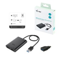 I-TEC USB 3.0 HDMI 2x HDMI 4K Ultra HD 4096x2160/60Hz Display Adapter mit DisplayLink Chip 6950 fuer MacOS Windows Android