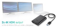 I-TEC USB 3.0 HDMI 2x HDMI 4K Ultra HD 4096x2160/60Hz Display Adapter mit DisplayLink Chip 6950 fuer MacOS Windows Android