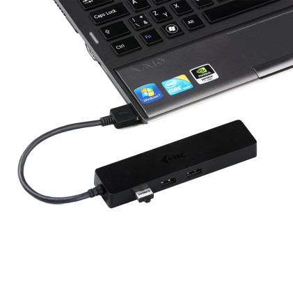 I-TEC USB 3.0 Slim HUB 3 Port with Gigabit Ethernet Adapter ideal for Notebook Ultrabook Tablet PC support Win und Mac OS