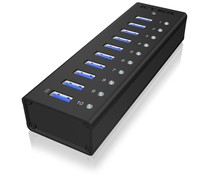 ICYBOX IB-AC6110 IcyBox 10 x Port USB 3.0 Hub with USB charge port, Black