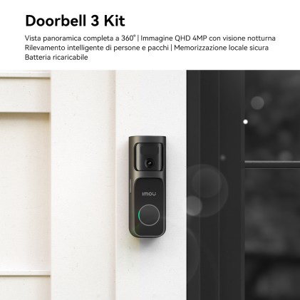 Imou Video Campanello Doorbell 3S 2K Kit A Batteria 4Mp + Chime
