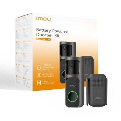 Imou Doorblell 2S 2K Kit Campanello Wi-Fi Wireless, Batteria 5000Mah, Lente 2,3Mm, Campo Visivo 166