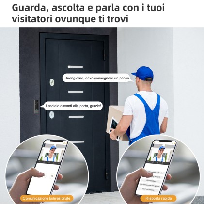 Videocampanello 5Mp 3K Wifi Notte Battera - Incluso Ds21 Wireless