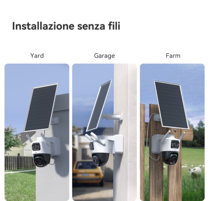 Camera 5Mp+5Mp Ptz Sir&Faro 4G Kit Wifi/Ir25/Ip66/Pansolare/Sim/Sd128