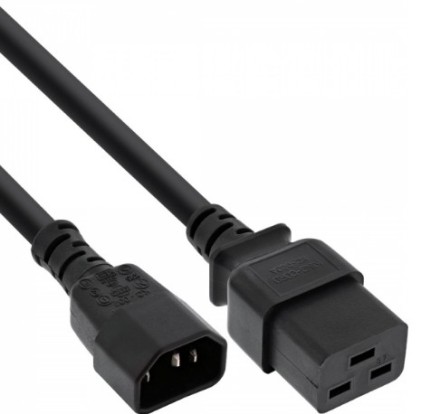 InLine Cavo alimentazione prolunga 10A, Spina IEC-320-C14 a Presa IEC-320-C19, 1m, nero