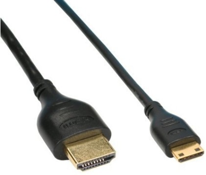InLine Cavo High Speed HDMI Ethernet Mini C maschio a HDMI A maschio, 0,5m, Superslim, contatti dorati, nero