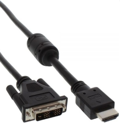 InLine Cavo Adattatore HDMI Standard - DVI, FullHD 1080p. Type-A maschio/ DVI-D (18+1) maschio, ferrite anti-disturbo, nero, 0,5
