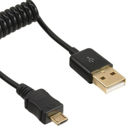 InLine Cavo Micro-USB 2.0, Spirale Estendibile, USB-A maschio / Micro-B maschi, pin dorati, nero, 3m
